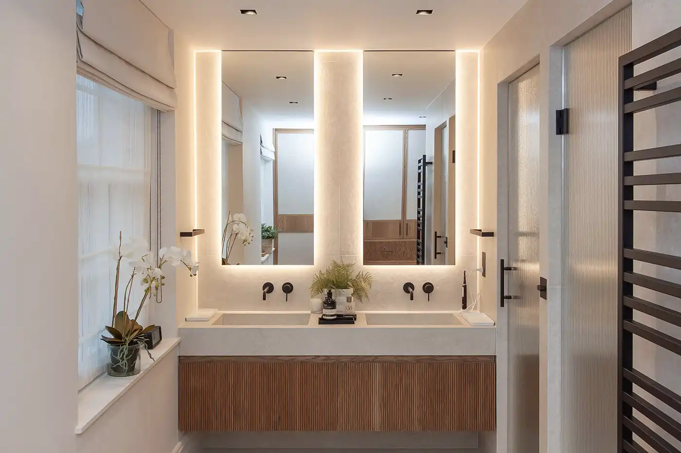 Bathroom interior with soft lighting and natural materials Westbourne Grove